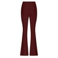 thumbnail image 5 of SELONE Yoga Pants for Women Petite Bootcut Mid Waist Plus Size Gym Leggings Full Length Summer Pants Curvy Casual Long Vacation Pants Pull on Solid Lightweight Comfy Wine XL Breathable Beach Pants, 5 of 6