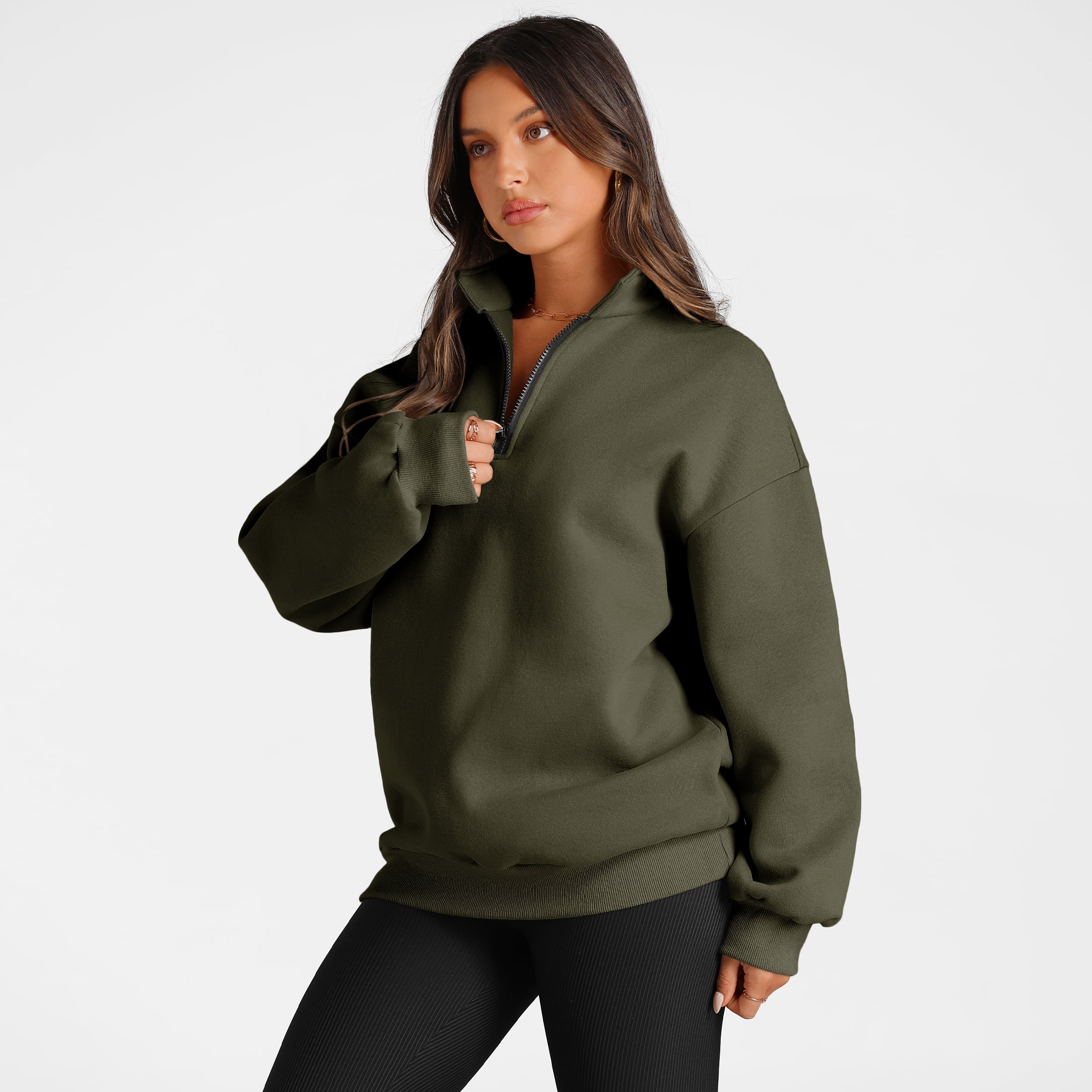 SUNBS Womens Oversized Sweatshirts Half Zip Pullover Fall Fashion Quarter Zip Hoodies Long Sleeve Shirts Clothes