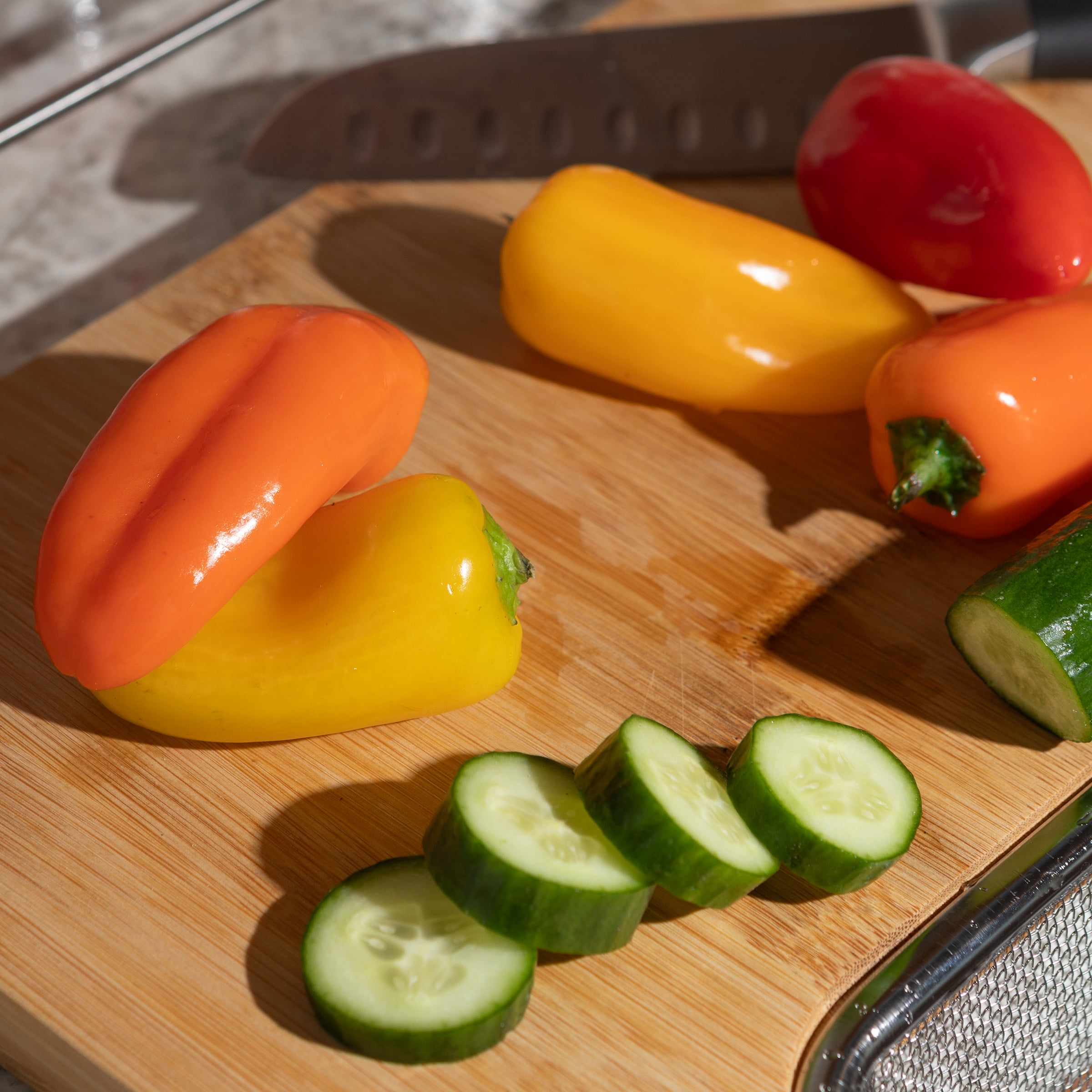 Classic Cuisine 2 in 1 Bamboo Cutting Board with Strainer for Over the Sink