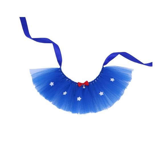 Pet July 4th Dress Independence Day Dog Cat Costume Skirt Red White Blue Tiered Mesh Party Outfit for Small Medium Sized Pets Celebration Parade Photo Fun