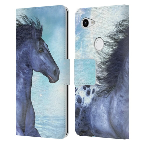 Head Case Designs Officially Licensed Simone Gatterwe Horses Wild Leather Book Wallet Case Cover Compatible with Google Pixel 3a