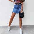 thumbnail image 5 of Women's Short Denim Jean Skirt for Juniors Girl Mini Dresses High-Waisted A-Line Ripped Skirt with Zipper Pockets Casual Skinny Blue, 5 of 6