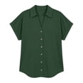 thumbnail image 5 of Stamzod Womens Short Sleeve Shirts V Neck Collared Button Up Shirt Tops with Pockets Oversize Dressy Casual Women Shirts Green-4 XL, 5 of 7