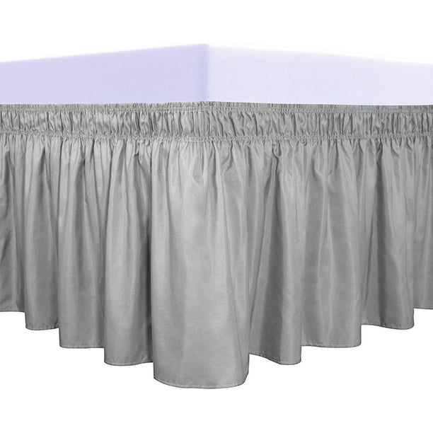Ruffled Bed Skirt 18 Inch, Light Gray King Size Bed Skirt