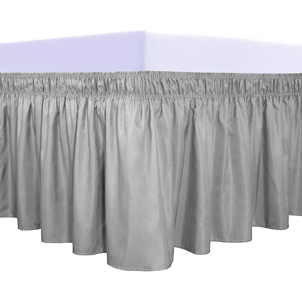 Easy Going Wrap Around Ruffled Bed Skirt 18 Inch For Queen King Size Beds Light Gray Com Ruffled Bed Skirt 18 Inch, Light Gray King Size Bed Skirt