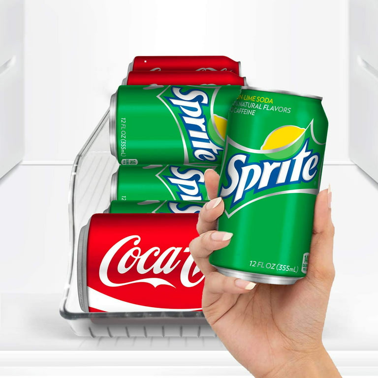 Set of 2 Stackable Refrigerator Organizer Bins Pop Soda Can Dispenser Beverage Holder for Fridge, Freezer, Kitchen, Countertops, Cabinets - Clear