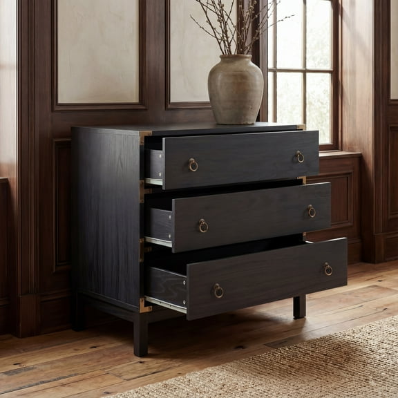 SAFAVIEH Galio Contemporary 3 Drawer Chest, Black/Gold (30.7 in. W x 18.5 in. D x 30.6 in. H)