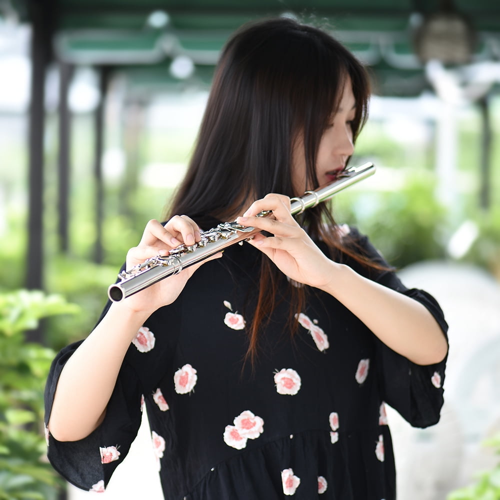 Geevorks Flute,16 Flute C Woodwind With Cloth With Cloth Rod Flutes Cupronickel Woodwind Cloth Rod Screwdriver Cupronickel Woodwind With Flute C Key Fesjoy