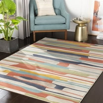 Livabliss Area Rugs for Living Room, 8x10 City Modern Orange Rug, Bedroom Dining Room Home Decor Stain Resistant Carpet (7'9" x 10'2")