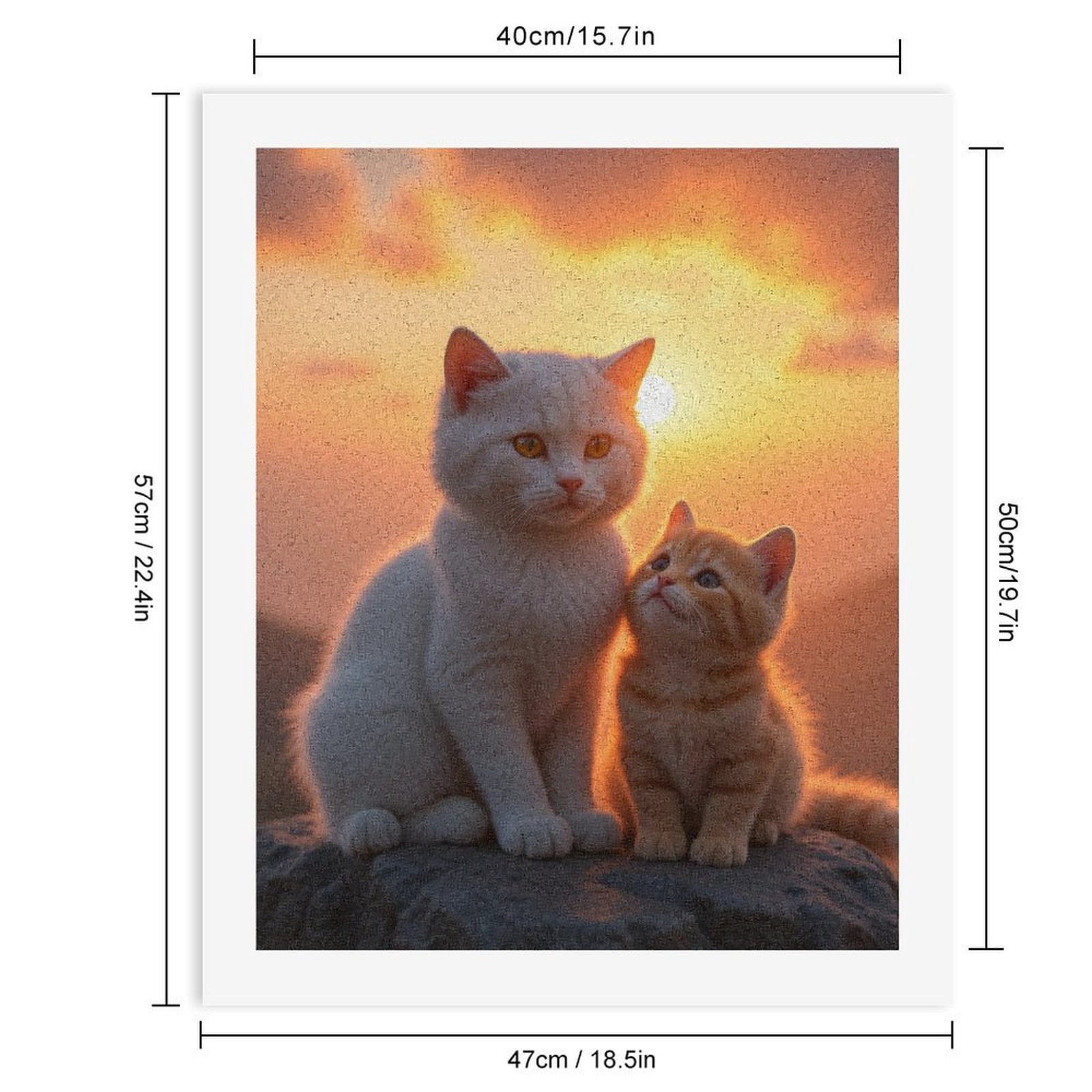Paint by Numbers Kit for Adults, Cat Sunset Rock Family Moment Paint by Numbers, Easy Paint by Numbers Kit for Adults Beginner, DIY Adult Paint by Number Kits on Canvas, Home Decor