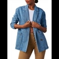 thumbnail image 3 of Chaqueta Vaquera de Gran Tamaño para Mujer, Blazer Informal con Botones y Solapa con Muescas, Abrigo Tipo Sobretodo Vaquero. Azul XL, 3 of 8