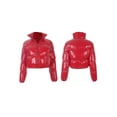 thumbnail image 5 of nvzhuang Women Quilted Puffer Jackets, Long Sleeve Stand Collar Metallic Cropped Down Jackets, 5 of 7