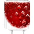 thumbnail image 3 of Christmas Shower Curtain Red Christmas Balls White Winter Holiday Snowflake Happy New Year Merry Christmas Print Decoration Fabric Bathroom Curtain Set with Hook, 3 of 3