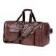 thumbnail image 4 of Bolsa de viaje tipo duffel, bolso de gimnasio, bolso de fin de semana de piel sintética, bolso para teléfono y ropa. Marrón oscuro, 4 of 9