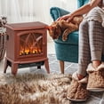 thumbnail image 3 of HOMCOM Electric Fireplace Heater with Realistic LED Flames and Logs, Artificial Fake Faux Fireplace, Red, 3 of 8