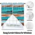 thumbnail image 3 of Abstract Turquoise Swag Curtain Valance for Windows, Brown Ombre Vintage Wood Grain Window Treatments Short Swag Topper for Kitchen Windows Bathroom Bedroom, 36"x36", 3 of 8