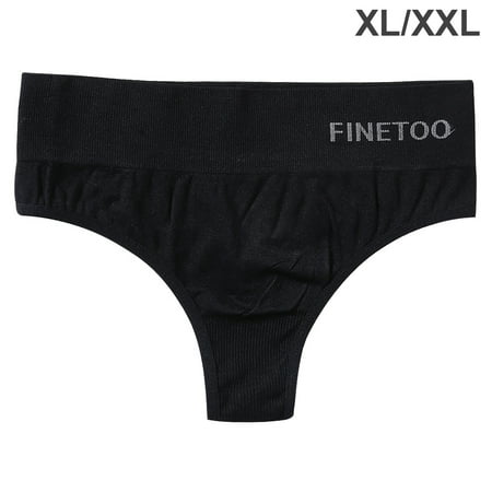 

Worallymy Women T Back Low Waist Cotton Solid Color Seamless Elastic Underwear Black XL/XXL