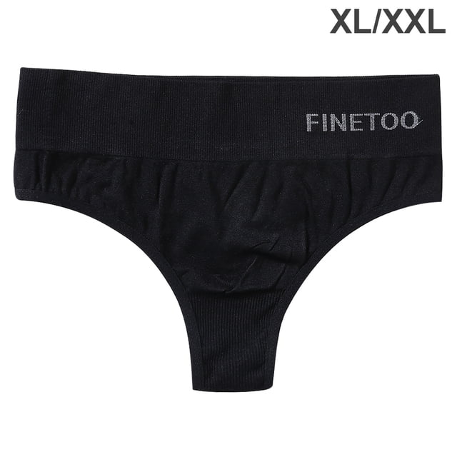 Tangas de mujer T Back Bragas de algodón de cintura baja Ropa interior sexy elástica sin costuras de color sólido, Negro, XL / XXL Inevent AP001138-02B