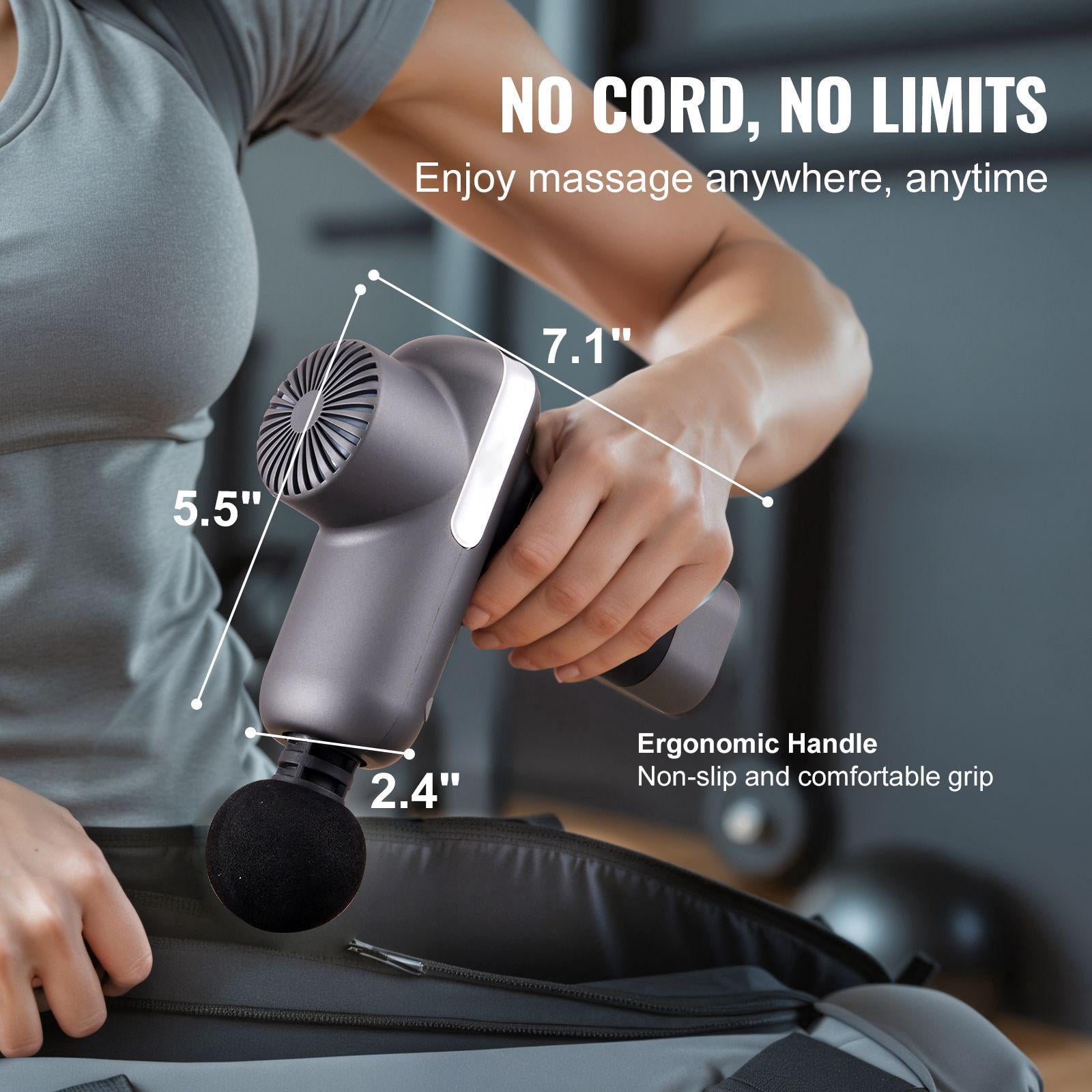 Mini Massage Gun Percussion Muscle Massager for Athletes Pain Relief Muscle Relaxation with 5 Speeds 6 Heads 7.4V 2500mAh Battery Handheld Small Massage Gun