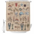 thumbnail image 2 of Marine Life Shower Curtains for Bathroom, Retro Sea Star Jellyfish Lobster Linen Texture Washable Fabric Shower Curtain with Hooks Waterproof Bathroom Decor Sets, 72 x 72 Inches, 2 of 9