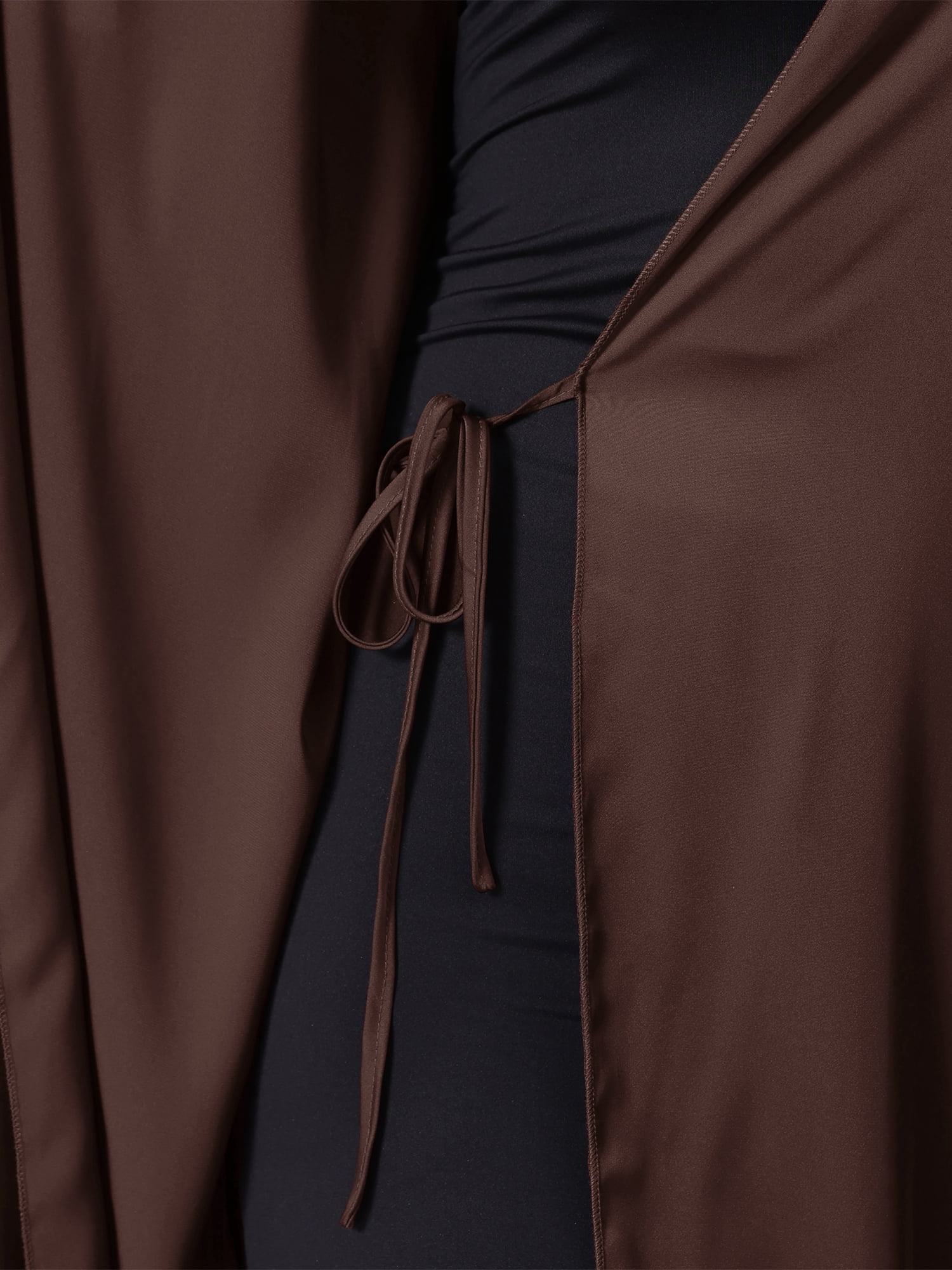 DARING DIVA Women's Satin Kimono Robe Wrap Front Bridesmaid Bride Lightweight M Brown