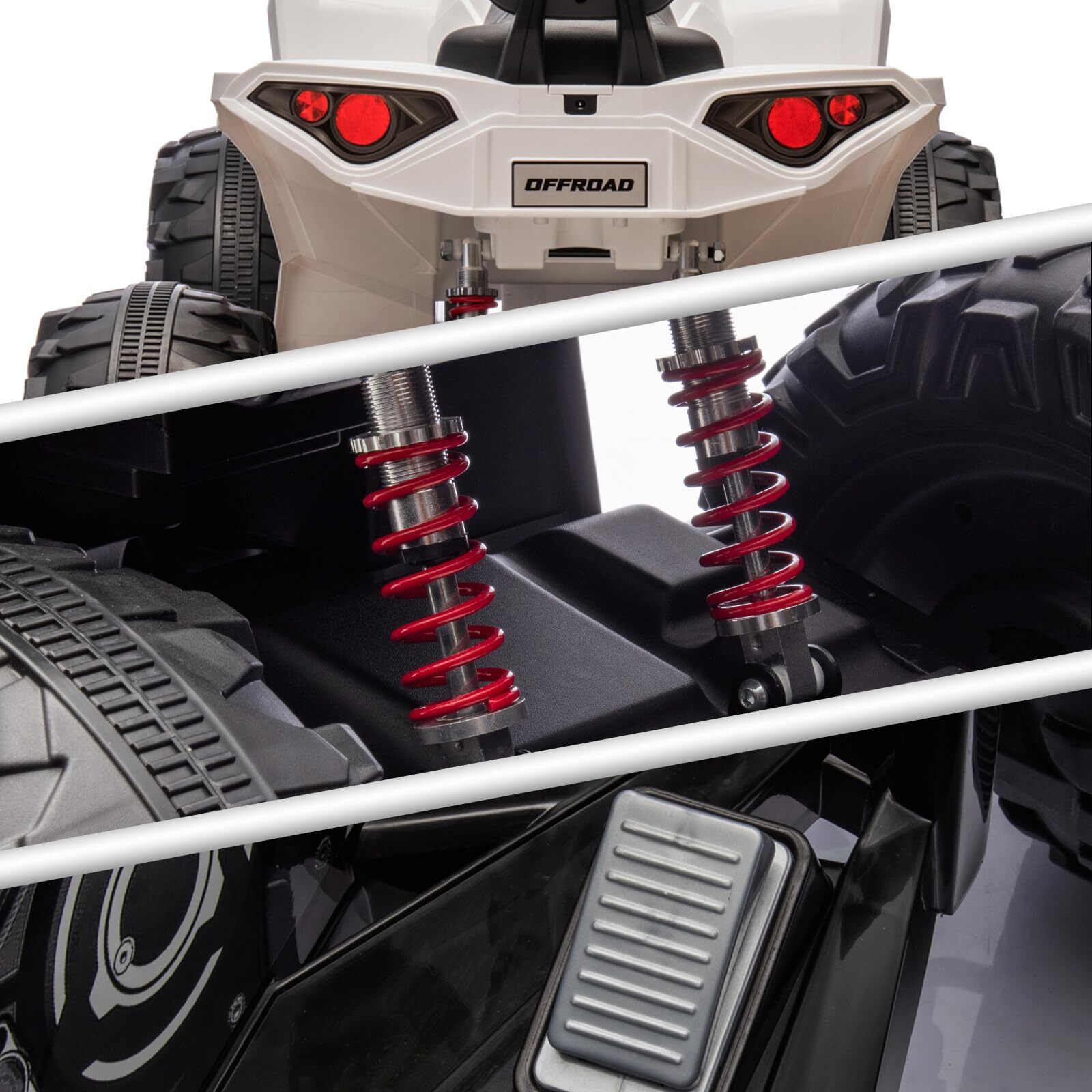 24 Volt Kids ATV Ride-On, Electric Dual 4 Wheeler with Leather 2-Seater, Ride on Toys for Big Kids with LED Lights, Music, High Low Speed, Black