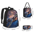 thumbnail image 4 of Naloa Night Sky Turtle Print Large Capacity Backpack Lunch Bag Pencil Case Combination 3 Piece Set for Student, 4 of 8