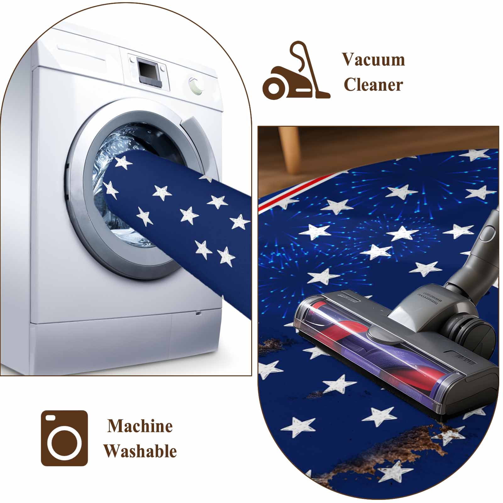 Area Rugs 2.7'x5', 4th of July Carpet for Living Room Bedroom Dining Room, Independence Day American Patriotic Stars Blue Throw Kitchen Rugs Non Slip Washable Rectangle Indoor Outdoor Rugs