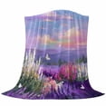 thumbnail image 6 of Purple Lavender Blanket Soft Cozy Warm Throw Blanket for Couch, Plush Fuzzy Flannel Fleece Blankets for Sofa, Spring Country Oil Painting Butterfly Flower Bed Blankets Gifts for Men, 50"x60", 6 of 9