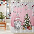 thumbnail image 6 of Pink Christmas Shower Curtains for Bathroom, Dwarf Present Xmas Ball Snowflake Winter Waterproof Fabric Shower Curtain for Bathroom Bathtub Decoration, Machine Washable, 54x"78", 6 of 9