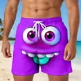 thumbnail image 2 of ibiyuan Funny Cartoon Face Print Men Swim Trunks Elastic Waist Mens Bathing Suits Stretch Drawstring Waist Novelty Beachwear Swimming Board Shorts, 2 of 5