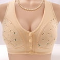 thumbnail image 4 of Hessimy Button Front Closure Daisy Bras for Women Seniors Plus Size Full Coverage Support Comfort No Underwire Minimizer Bra(Z06-Beige,38）, 4 of 5