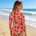 thumbnail image 2 of Cethrio Girls' One Piece Swimwear, Long Sleeve Surfing Beach Fashion Kids Bathing Suit Multicolor Size 10-12, 2 of 6