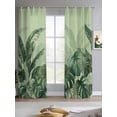 thumbnail image 2 of Palm Leaves Tropical Sheer Curtains 63 Inch Length 2 Panels Set for Living Room/Bedroom, Green Botanical Summer Green Ombre Kitchen Curtains Grommet Semi-Sheer Curtains Window Treatments 42"x63"x2, 2 of 7