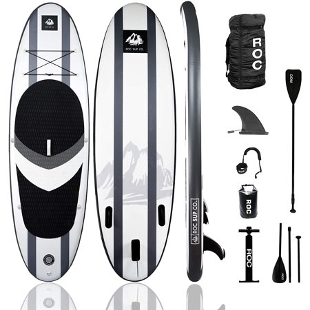 Roc Inflatable Stand Up Paddle Board W Free Premium SUP Accessories & Backpack, Non-Slip Deck. Bonus Waterproof Bag, Leash, Paddle and Hand Pump