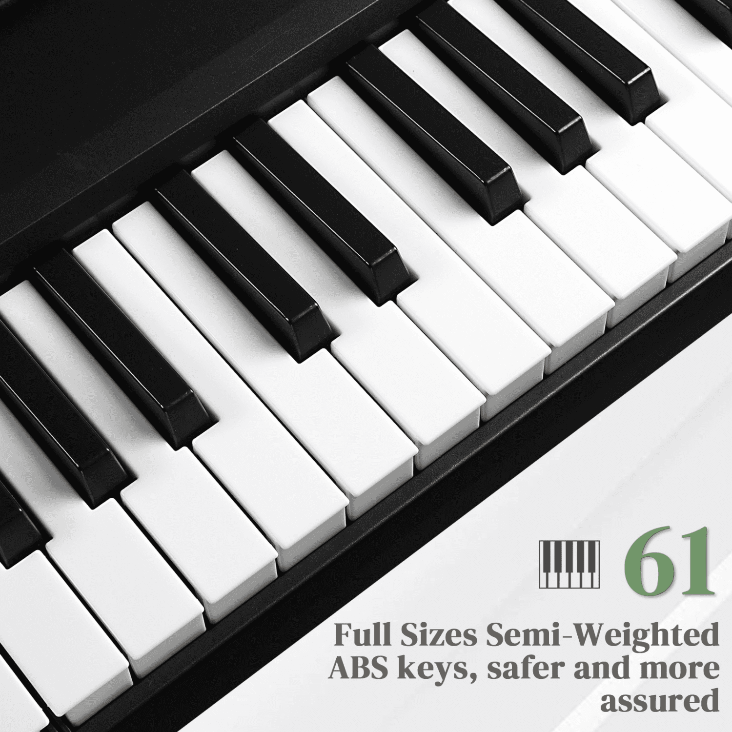 Hassch 61-Key Folding Bluetooth Keyboard Piano for Beginners, Portable Semi-Weighted Digital Piano with Bag and Pedal, Black