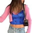 thumbnail image 4 of Douhoow Women Summer Floral Vest Lace Patch Tank Tops Blue Mesh V Neck Tanks Sling Sleeveless Tops, 4 of 9