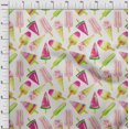 thumbnail image 4 of oneOone Silk Tabby Cream Fabric Ice Cream Cone Dress Material Fabric Print Fabric By The Yard 42 Inch Wide, 4 of 6
