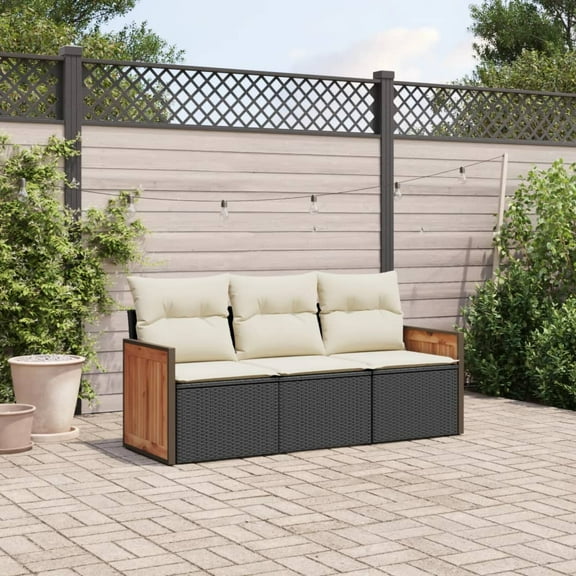 vidaXL Garden Sofa Set Black (Frame), Cream White (Cushions)