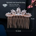thumbnail image 3 of Rose Gold Plated CZ Women Crystal Headpiece Wedding Leaf Hair Accessories Comb, 3 of 9