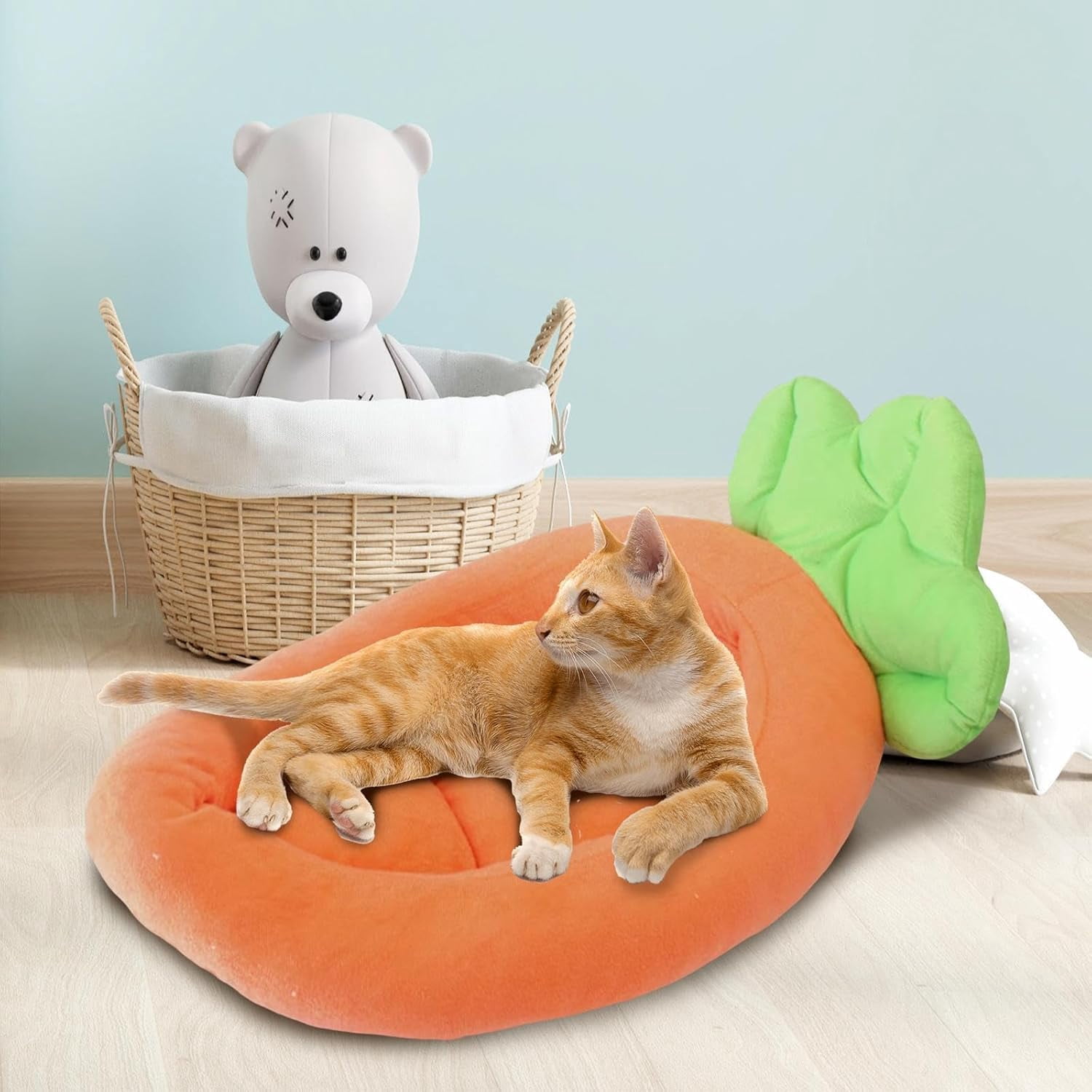 Colourtree Extra Large Carrot Bed for Cats Dogs, Carrot Pet Bed, Creative Fluffy Carrot Boat Shape Pet Dog Cat Bed,Removable Cushion&nbsp;
