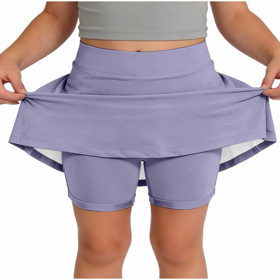 CPNG Girl's Athletic Skorts Solid Color Sporty Skirts Shorts with Pockets Little Girl High Waisted Stretchy Skort Sporty Skorts