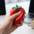 thumbnail image 5 of Strawberry Squishy Toy with Leaf Design, 3 Inch Red, for Kids, Squeeze Toy, 5 of 8