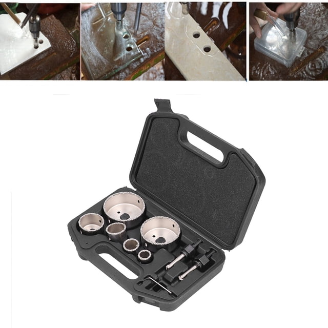 Domqga 9Pcs Tile Drilling Hole Saw Metal Drill Bit Cutter Tool Set Kit For Glass Porcelain,Hole Drill Bit Set,Glass Drill Cutter