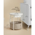 thumbnail image 6 of Side Table with Charging Station, Round End Table With Fabric Basket, Nightstand with Power Outlets USB Ports Matte White and Camel Brown, 6 of 6