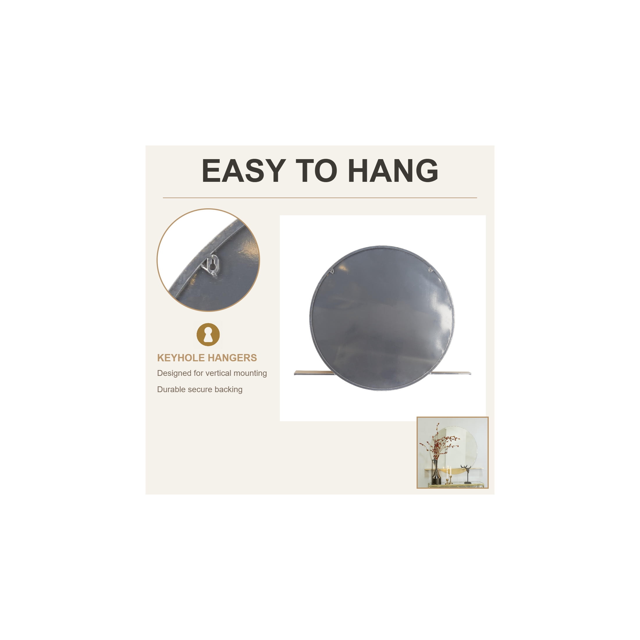 CosmoLiving by Cosmopolitan 44" x 36" Gold 1 Shelf Wall Mirror