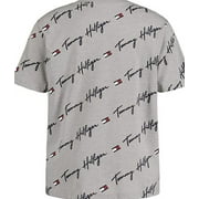 Tommy Hilfiger Big Boys Grey Short-Sleeve Vertical Script Logo Tee, (8/10)