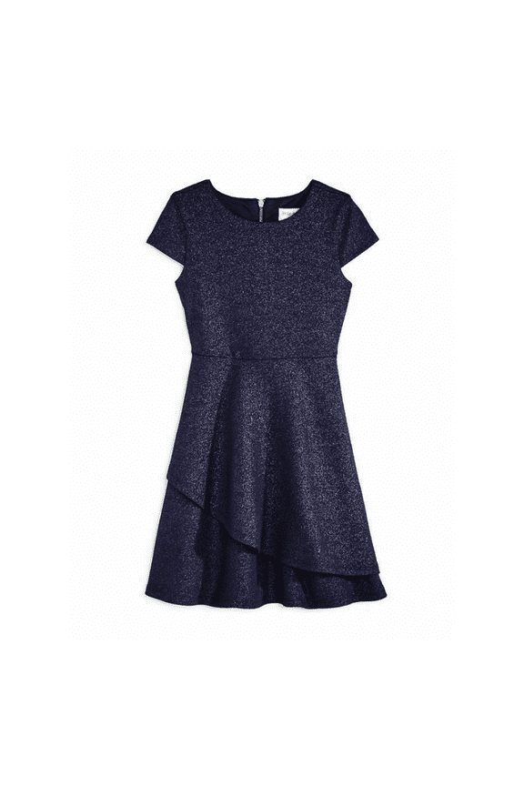 $62 US ANGELS Girls' Cap-sleeve Sparkle Dress,Navy, 2T
