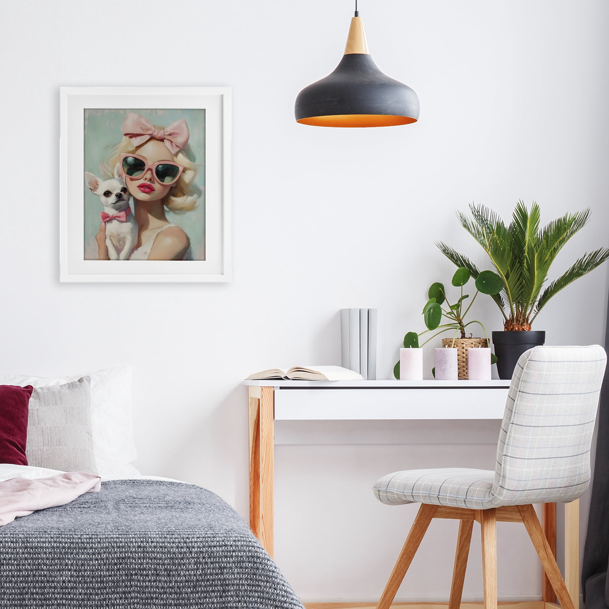 Stupell Industries Girl with Chihuahua White Framed Print Under Glass, design by The Prints Vibe