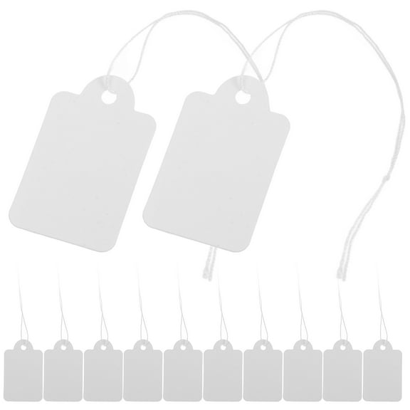 NIAIZEK 200Pcs White Paper Marking Tags with String for Retail Display, Pricing Labels, Writable and